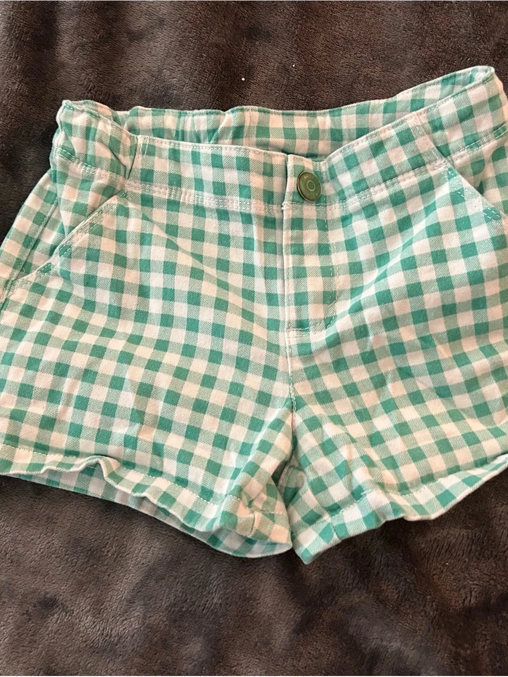 Gymboree Mint and White Gingham High Waist Shorts
